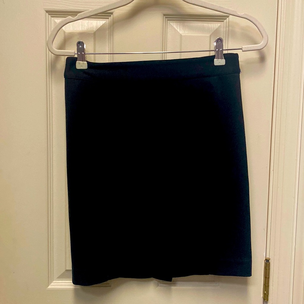 Black pencil skirt with small slit in back